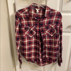 Button down  navy blue and red